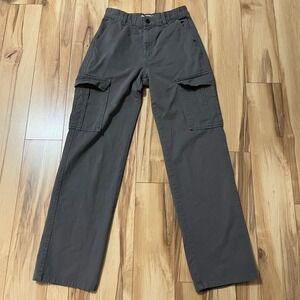 Stradivarius STR Gray Trouser Pants High Rise Straight Leg Sz 6 Grunge 90's